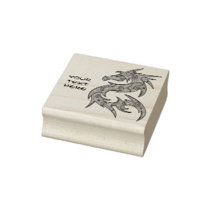 Draak gevuld met Stippen Patroon - rechts Rubberstempel