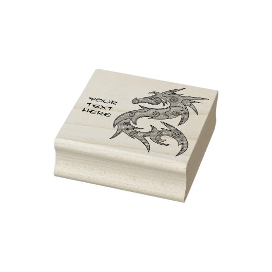 Draak gevuld met Stippen Patroon - rechts Rubberstempel (Stempel)