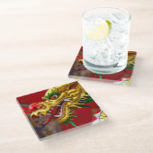 Draak  glazen onderzetter (Schuin)