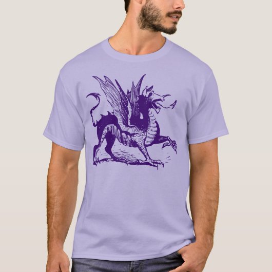 Draak Gravure - Diep Paars T-shirt (Voorkant)