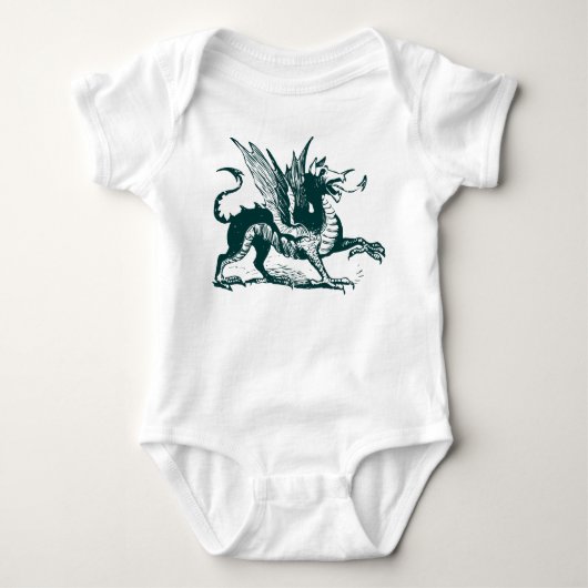 Draak Gravure - Donkergroen Romper (Voorkant)