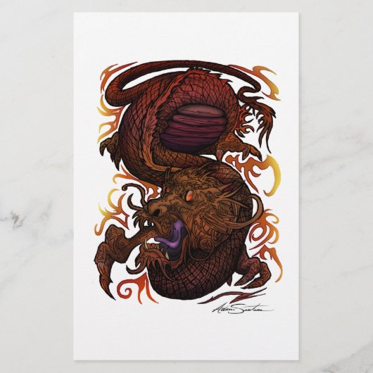 Draak (het Ontwerp van de Handtekening) Briefpapier (Voorkant)