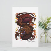 Draak (het Ontwerp van de Handtekening) Briefpapier (Staand voorkant)