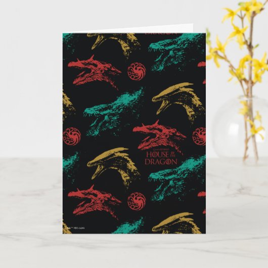 Draak hoofd patroon kaart (Gele Bloem)