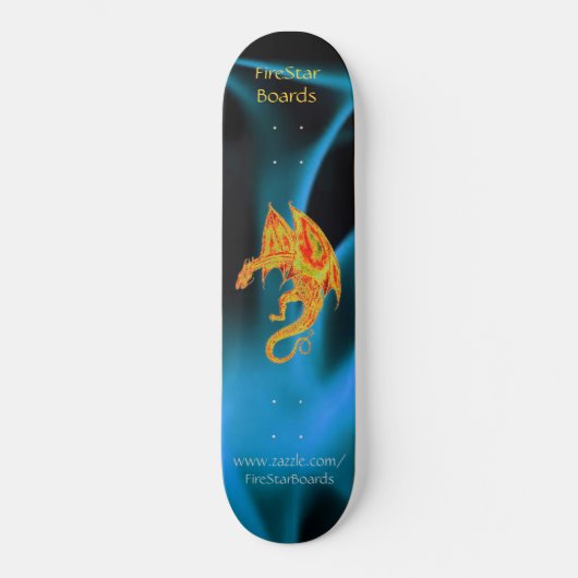 Draak in Blue Flames Skateboard (Voorkant)