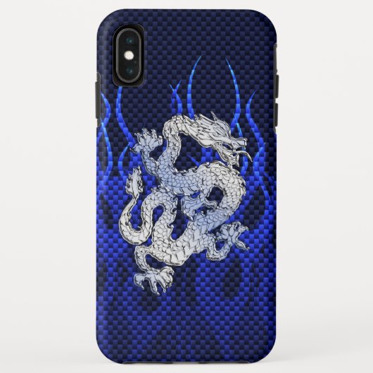 Draak in Chrome als blauwe koolstofvezel Case-Mate iPhone Case (Achterkant)