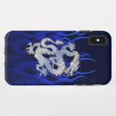 Draak in Chrome als blauwe koolstofvezel Case-Mate iPhone Case (Achterkant (horizontaal))
