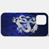 Draak in Chrome zoals blauwe koolstofvezelstijlen Case-Mate iPhone Case (Achterkant (horizontaal))