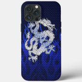 Draak in Chrome zoals blauwe koolstofvezelstijlen Case-Mate iPhone Case (Achterkant)