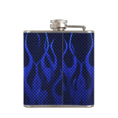 Draak in Chrome zoals blauwe koolstofvezelstijlen Heupfles (Achterkant)