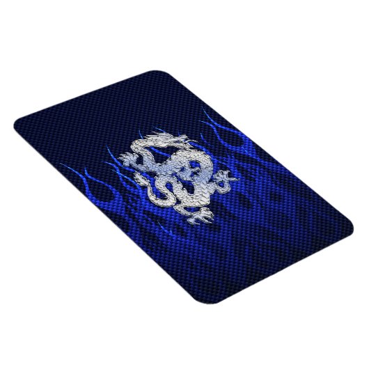 Draak in Chrome zoals blauwe koolstofvezelstijlen Magneet (Rechterzijde)