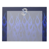 Draak in Chrome zoals blauwe koolstofvezelstijlen Notitieblok (Voorkant)