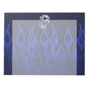 Draak in Chrome zoals blauwe koolstofvezelstijlen Notitieblok