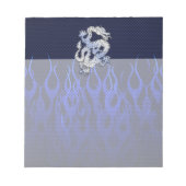 Draak in Chrome zoals blauwe koolstofvezelstijlen Notitieblok (Voorkant)