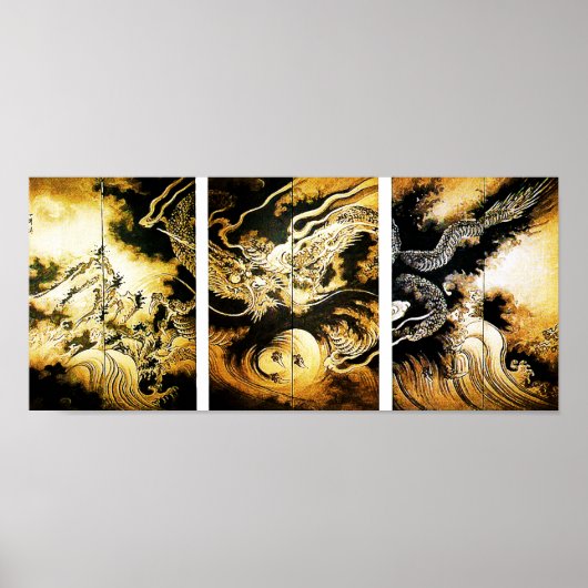 Draak in de Clouds Hiroshige Poster (Voorkant)