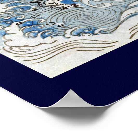 Draak in de Clouds Japans Kunst Poster (Hoek)