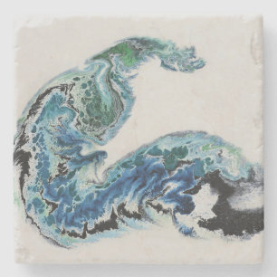 “Draak in de golven – Abstracte Oceaan Energie Ste Stenen Onderzetter