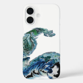 Draak in de golven – Abstracte oceaanenergie iPhone 16 Hoesje