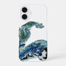 Draak in de golven – Abstracte oceaanenergie iPhone 16 Hoesje