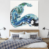 “Draak in de golven – Abstracte Oceaenergie Canva Canvas Afdruk (Insitu (Slaapkamer))