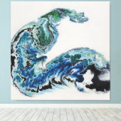 “Draak in de golven – Abstracte Oceaenergie Canva Canvas Afdruk (Insitu (Houten vloer))