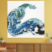 “Draak in de golven – Abstracte Oceaenergie Canva Canvas Afdruk (Insitu (Woonkamer))