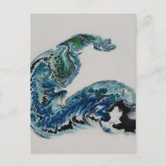 “Draak in de golven – Abstracte Oceaenergie Postc Briefkaart