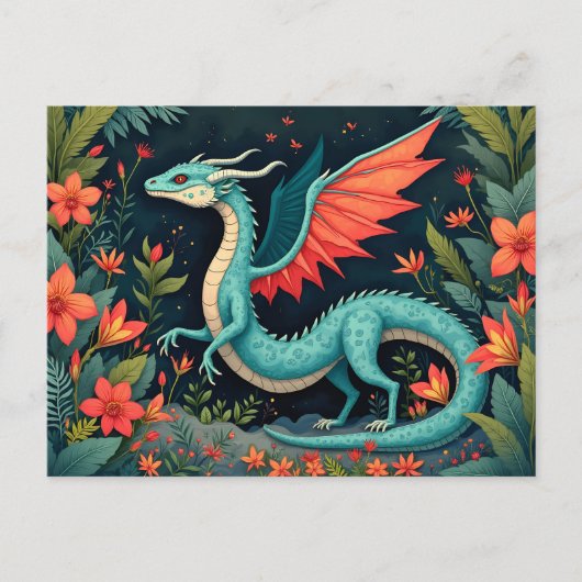 Draak in de jungle briefkaart (Voorkant)