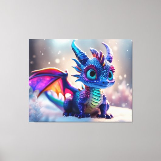 Draak in de sneeuw. canvas afdruk (Voorkant)