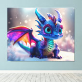 Draak in de sneeuw. canvas afdruk (Insitu (Houten vloer))