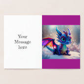 Draak in de sneeuw.  folie kaarten (Binnen)