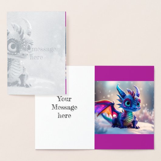 Draak in de sneeuw. folie kaarten (Display)