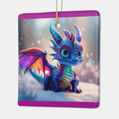 Draak in de sneeuw. keramisch ornament (Links)