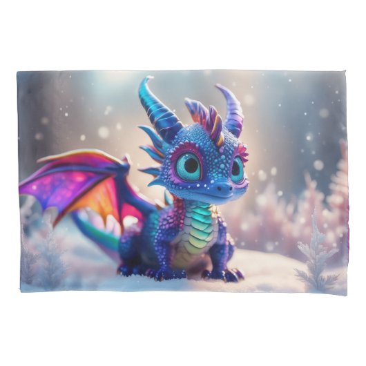 Draak in de sneeuw. kussensloop (Voorkant)
