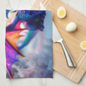 Draak in de sneeuw. theedoek (Quarter Fold)