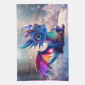 Draak in de sneeuw. theedoek (Verticaal)