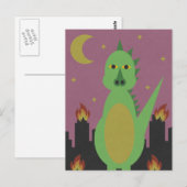 Draak in de stad briefkaart (Voorkant / Achterkant)
