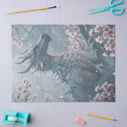 Draak in de tuin tissuepapier (Craft)