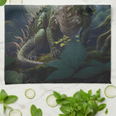Draak in een Magical Forest Kitchen Towel Theedoek (Gevouwen)