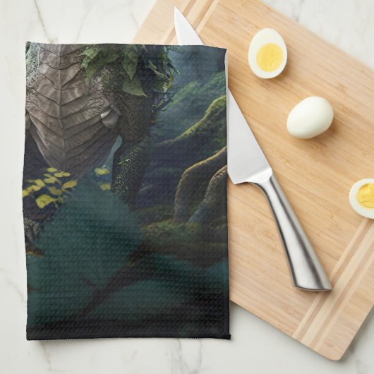 Draak in een Magical Forest Kitchen Towel Theedoek (Quarter Fold)