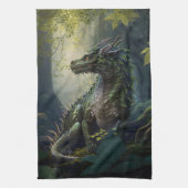 Draak in een Magical Forest Kitchen Towel Theedoek (Verticaal)