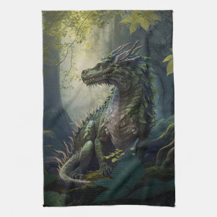 Draak in een Magical Forest Kitchen Towel Theedoek