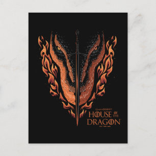 Draak in Flames Behind Sword Briefkaart