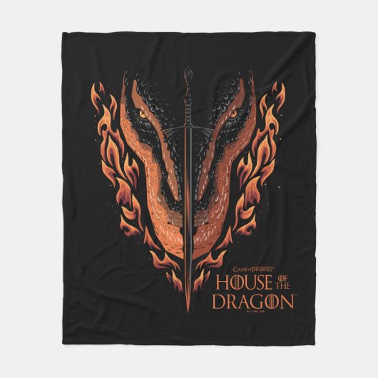 Draak in Flames Behind Sword Fleece Deken (Voorkant)