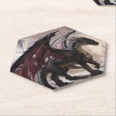 Draak in grot kartonnen onderzetters (Schuin)