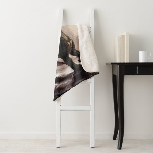 Draak in grot sherpa deken (In situ)