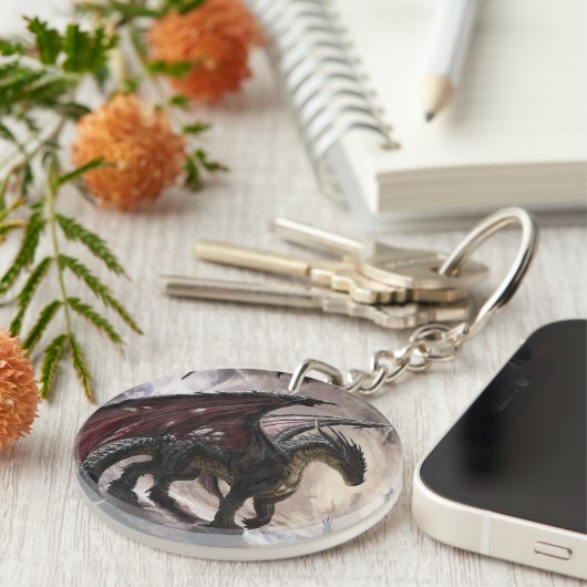 Draak in grot sleutelhanger (Voorkant Rechts)