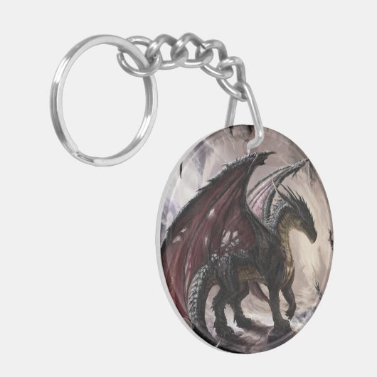 Draak in grot sleutelhanger (Voorkant Links)