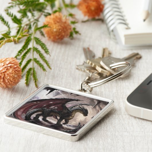 Draak in grot sleutelhanger (Zijkant)