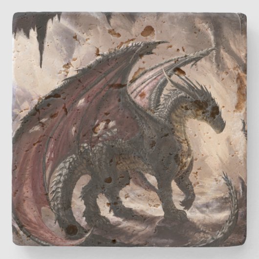 Draak in grot stenen onderzetter (Voorkant)